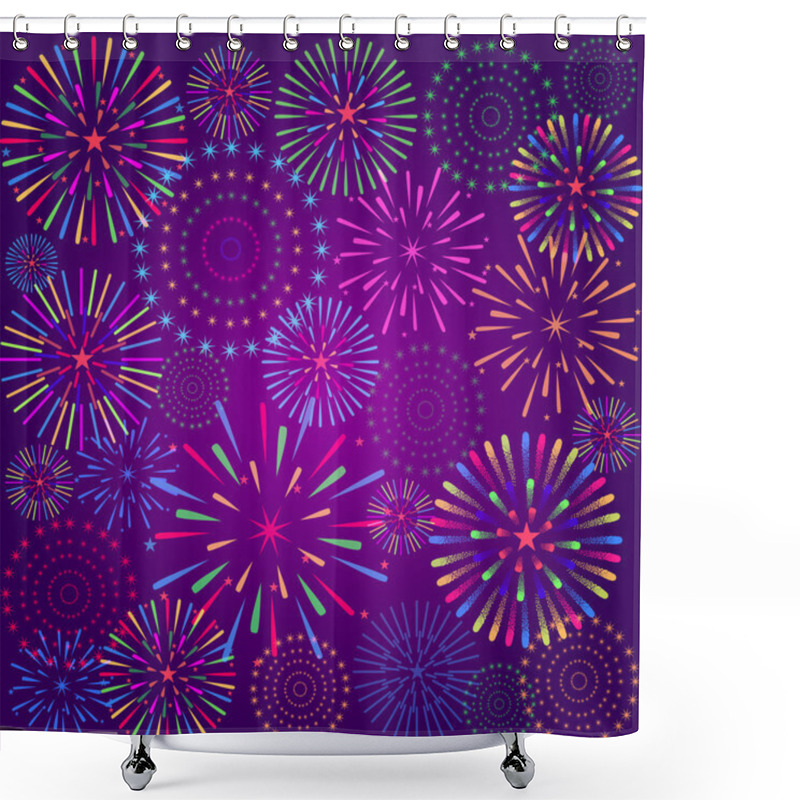 Personality  Fireworks Display For New Year And All Celebration Vector Illustration Shower Curtains