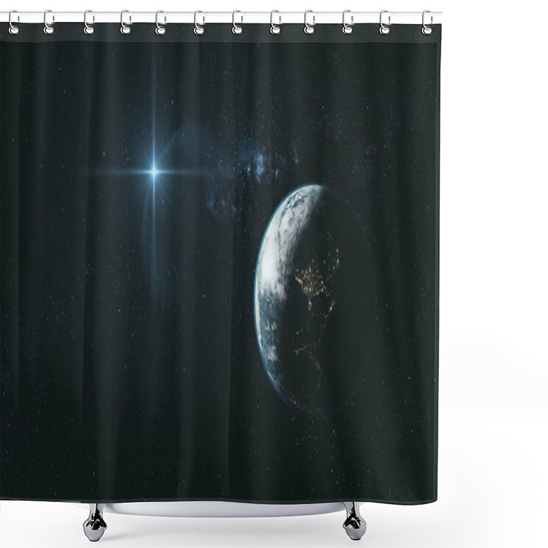 Personality  Earth Close Up Orbit Starry Deep Space Overview Shower Curtains