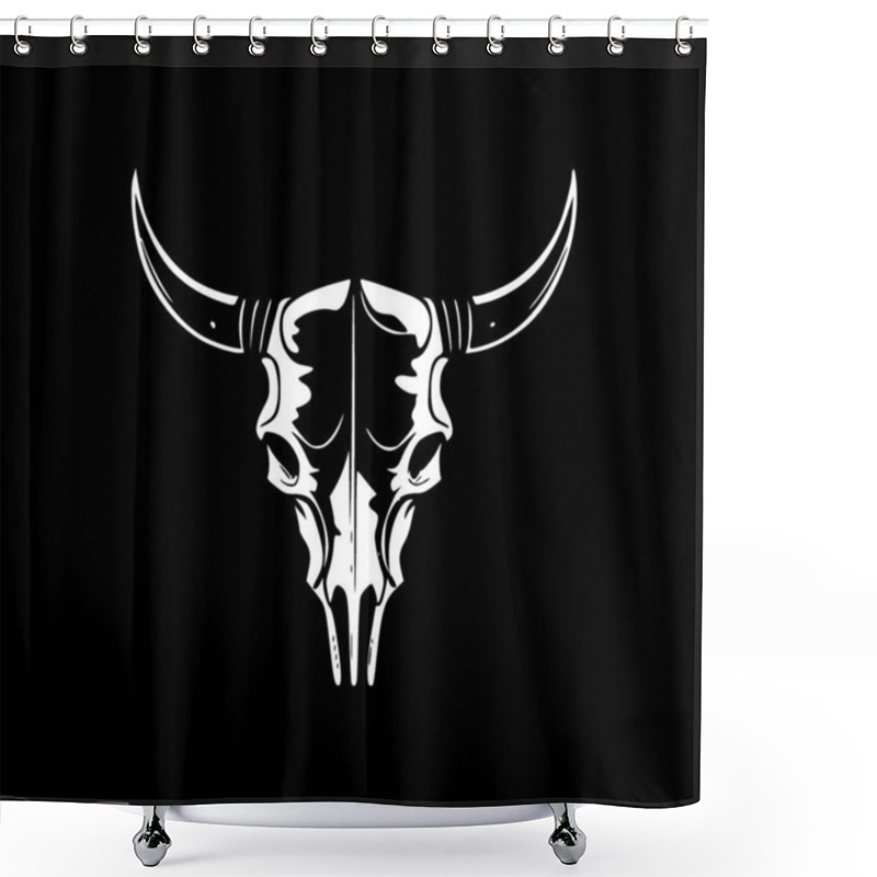 Personality  Cow Skull - Minimalist And Flat Logo - Vector Illustration Shower Curtains