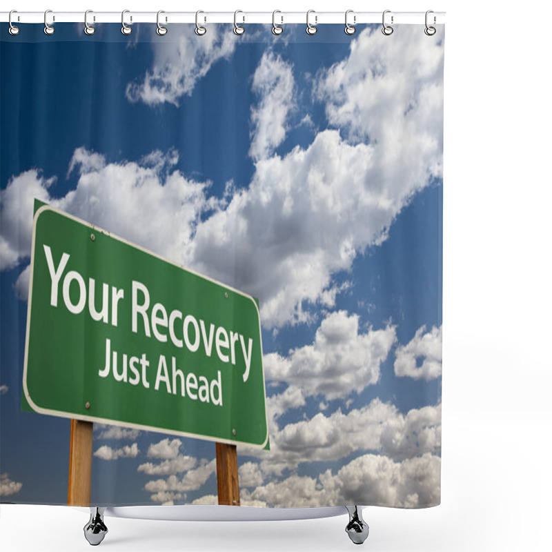 Personality  Your Recovery Green Road Sign Shower Curtains