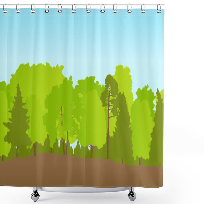 Personality  Forest In Summer Vector Background Landscape Shower Curtains