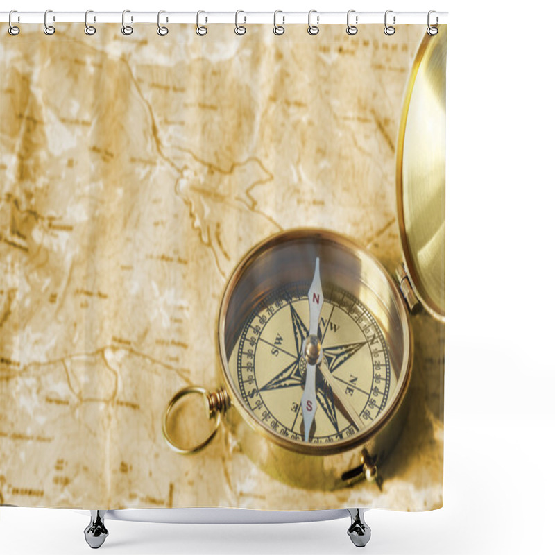 Personality  Compass On Old Map Shower Curtains