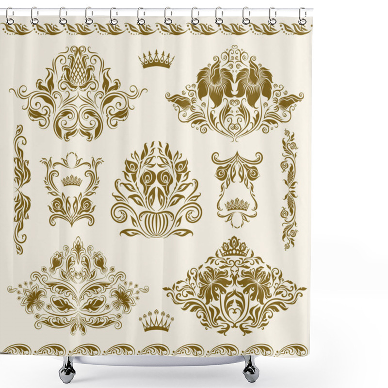 Personality  Set Of Vector Damask Ornaments. Shower Curtains