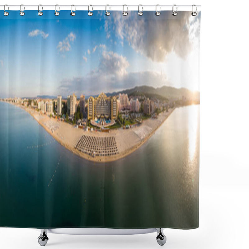 Personality  NESSEBAR, BULGARIA - JULY 12: View Of Victoria Palace From The Black Sea In Nessebar, Bulgaria At July 12, 2018 Shower Curtains