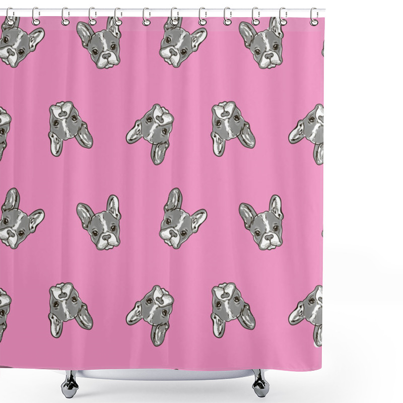 Personality  Cute Dog Face Cartoon Seamless Repeat Pattern Shower Curtains