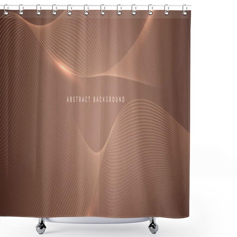 Personality  Mocha Mousse Wide Abstract Vector Background With Glowing Brown Wavy Lines. Vector Illustration In Trendy Color Of The Year 2025 Shower Curtains