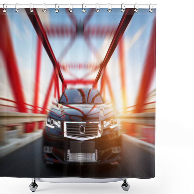 Personality  Modern Black Metallic Sedan Car Shower Curtains