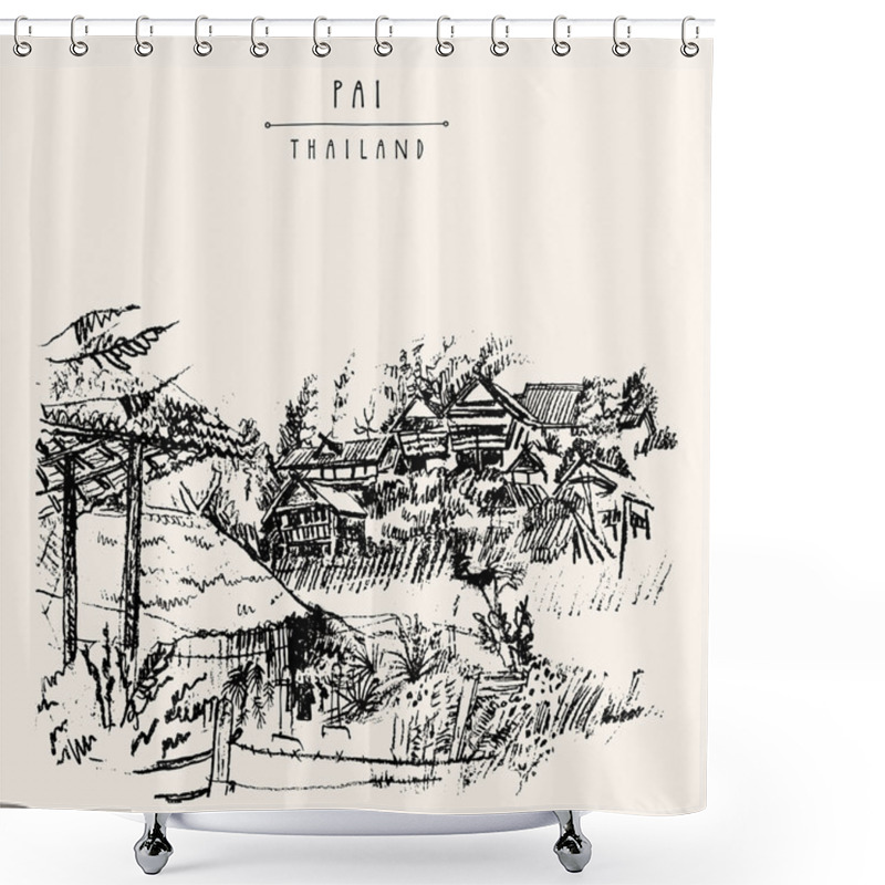 Personality  Bamboo Huts In Pai Valley Shower Curtains