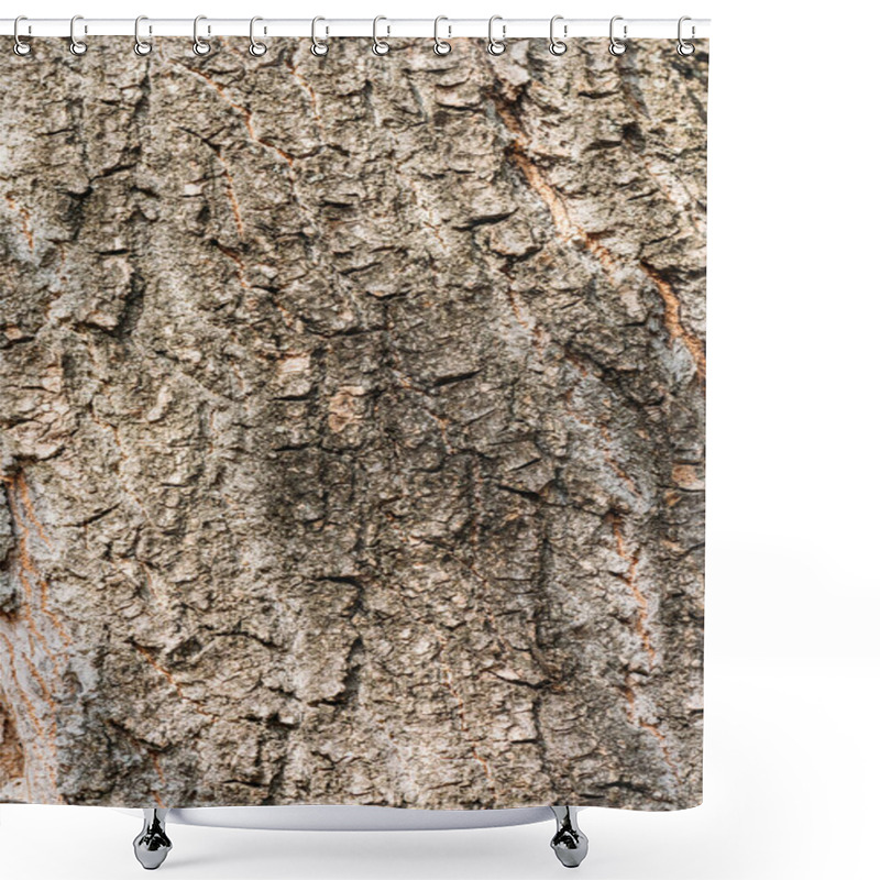 Personality  Close Up View Of Aged Grey Tree Bark Background  Shower Curtains