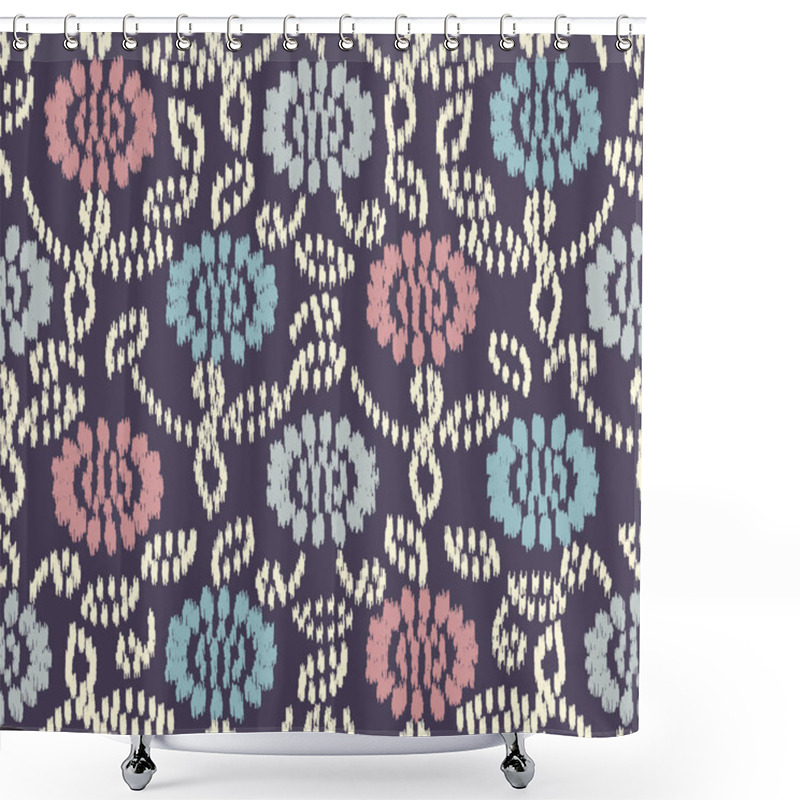 Personality  Seamless Abstract Ikat Pattern With The Image Of Floral Ornament. Shower Curtains