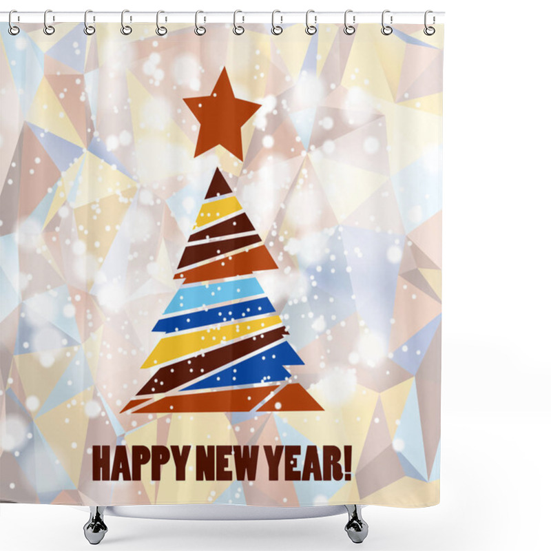 Personality  Flat Christmas Tree Icon With Triangles. Shower Curtains