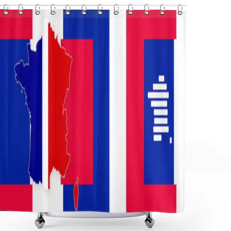 Personality  Creative Background Theme France With Rounded Because Simplified Outline Silhouette Map Of France, French Vibrant National Colors Of The French Flag Shower Curtains