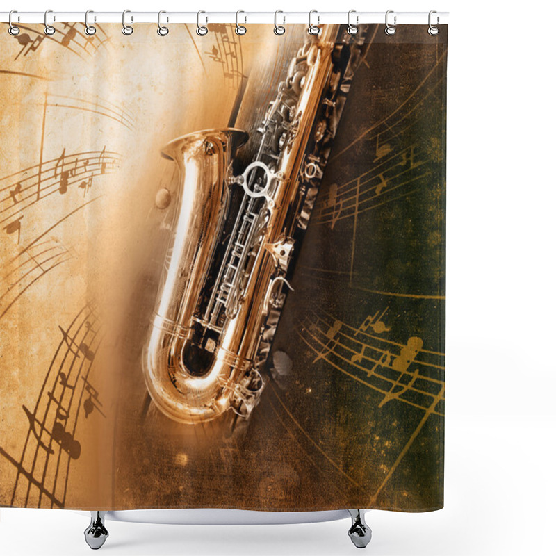 Personality  Old Saxophone With Dirty Background Shower Curtains