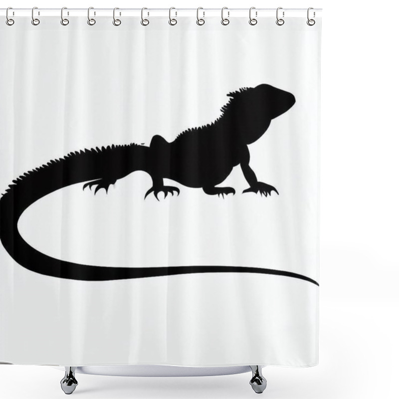 Personality  Vector Silhouette Of Lizard, Curious Lizard Illustration For Reptile And Nature Themes Shower Curtains