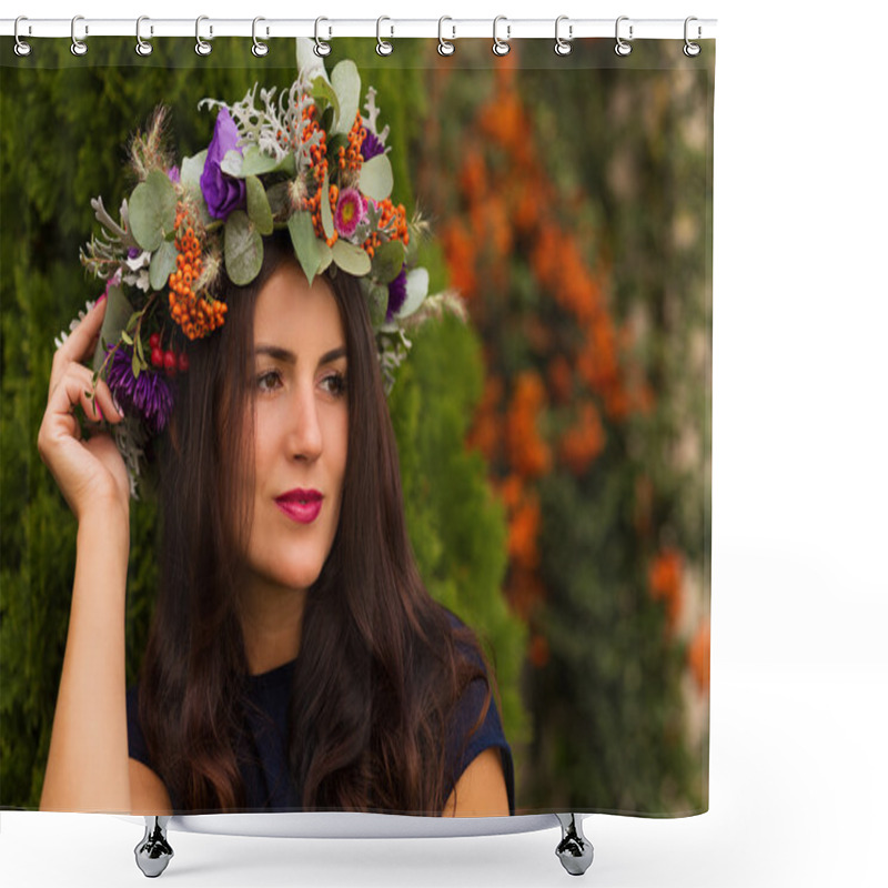 Personality  Pretty Woman In A Flower Crown Shower Curtains