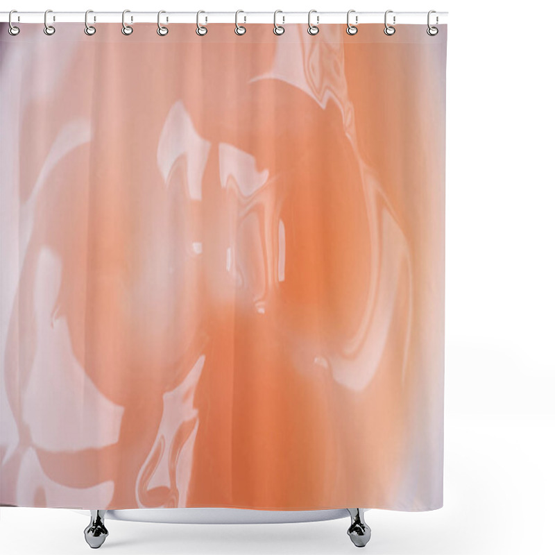 Personality  Texture Of Liquid Cream In A Pink Jar. Cosmetic Background. Macro. Shower Curtains