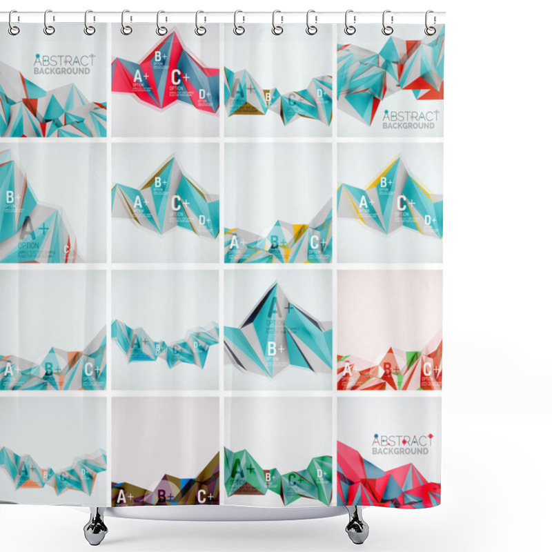 Personality  Set Of Triangle Geometric 3d Forms. Modern Info Banner Abstract Backgrounds Shower Curtains