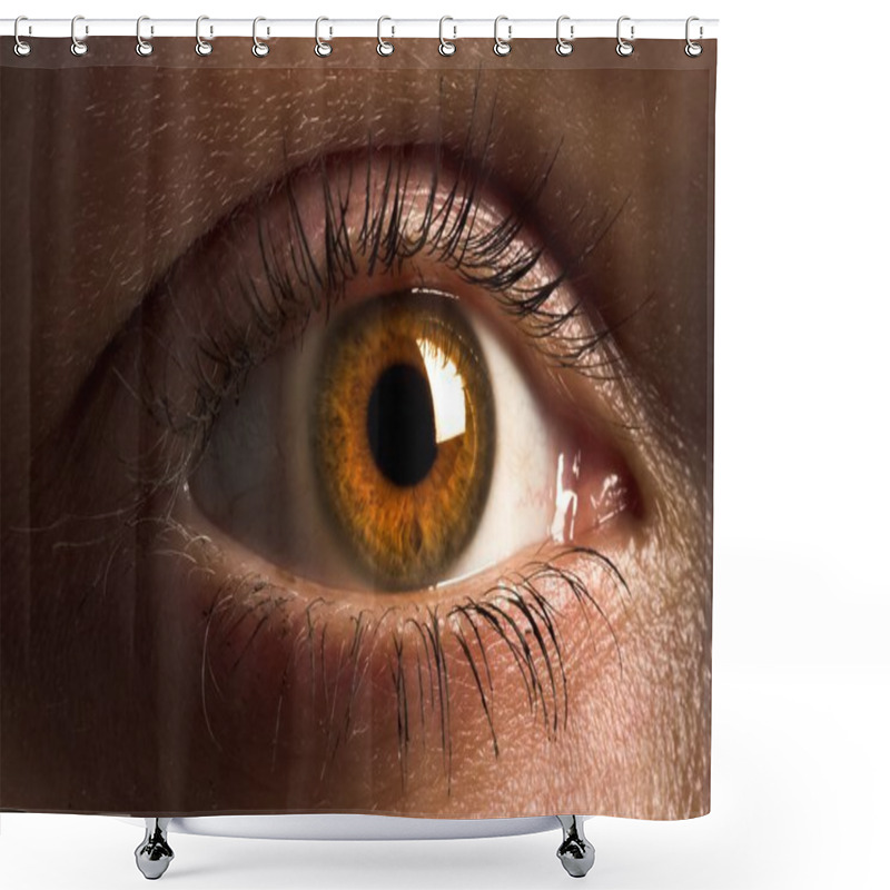 Personality  Closeup Of Human Eye With Orange Pupil Shower Curtains