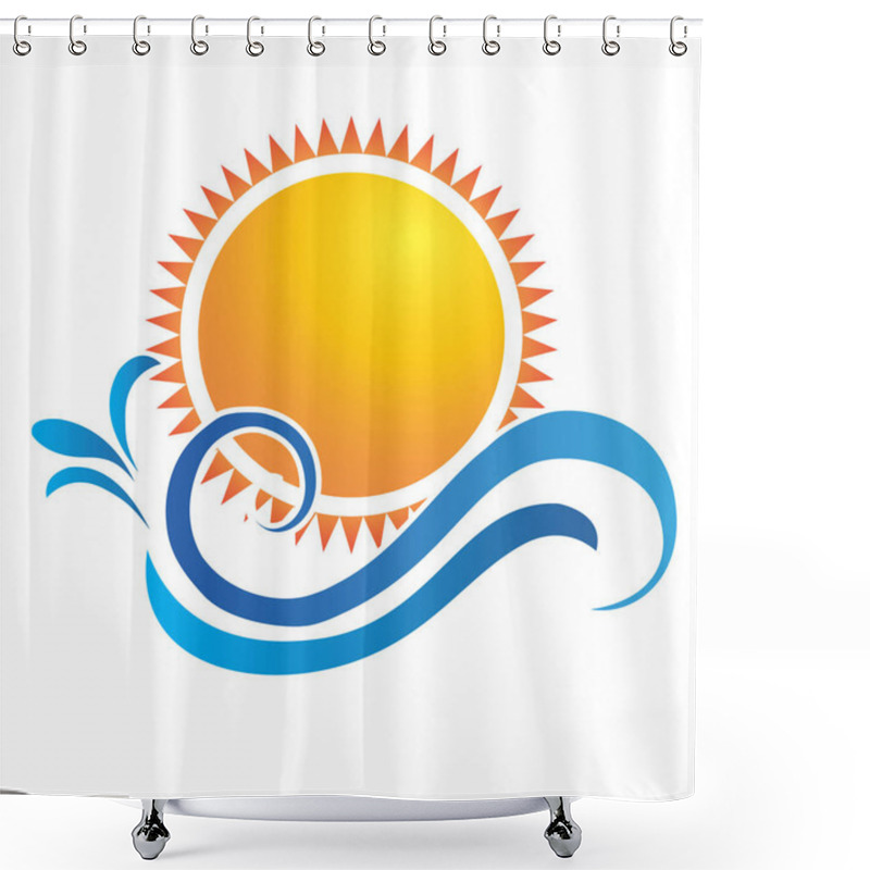 Personality  Waves And Sun Logo Shower Curtains