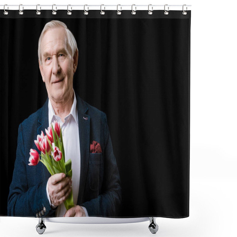 Personality  Senior Man With Tulips Shower Curtains