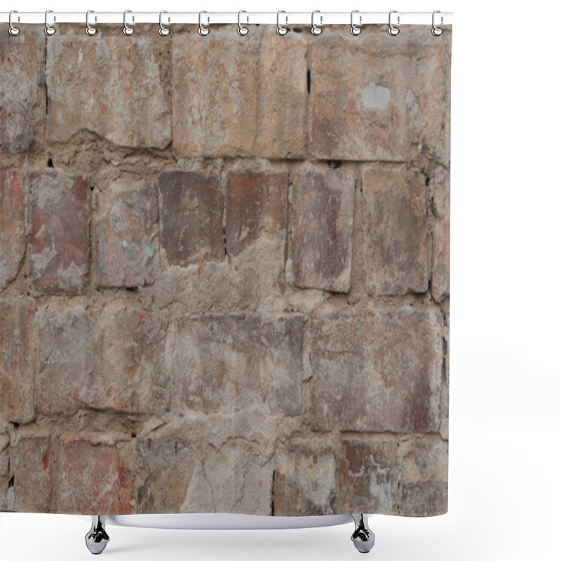 Personality  Close Up View Of Old Cracked Brick Wall Textured Background  Shower Curtains