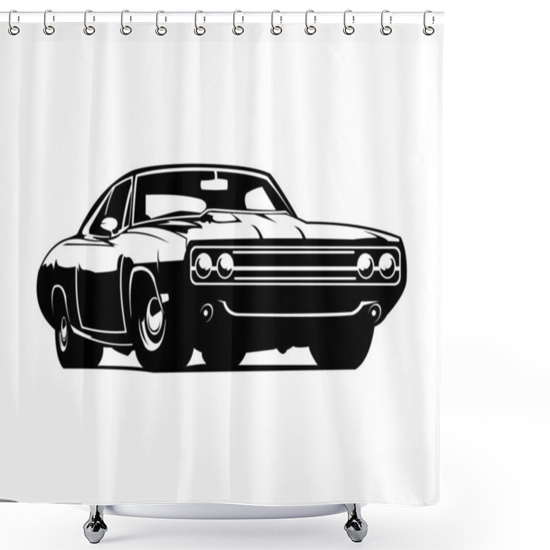 Personality  1970 Dodge Charger Custom Car Logo. Best For Badge, Emblem, Icon And Car Industry. Isolated Red Background View From Side. Shower Curtains