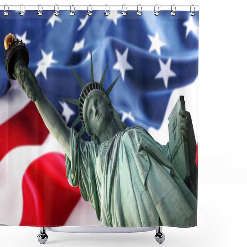 Personality  NY Statue Of Liberty Against A Flag Of U Shower Curtains