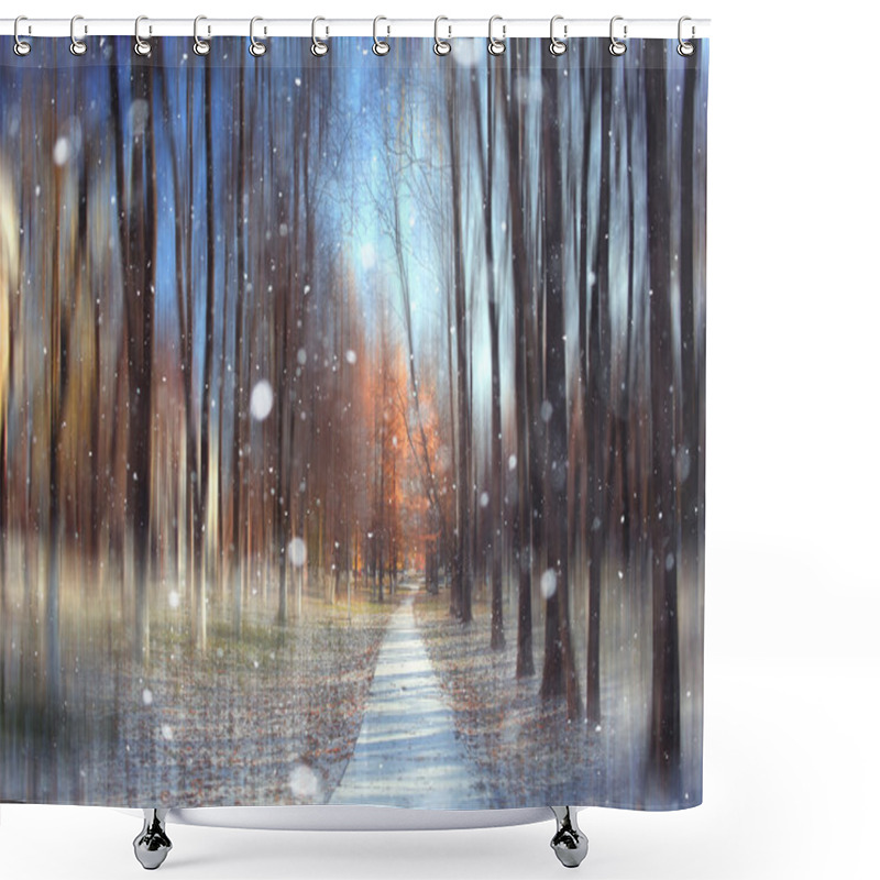 Personality  Autumn Park Background Shower Curtains