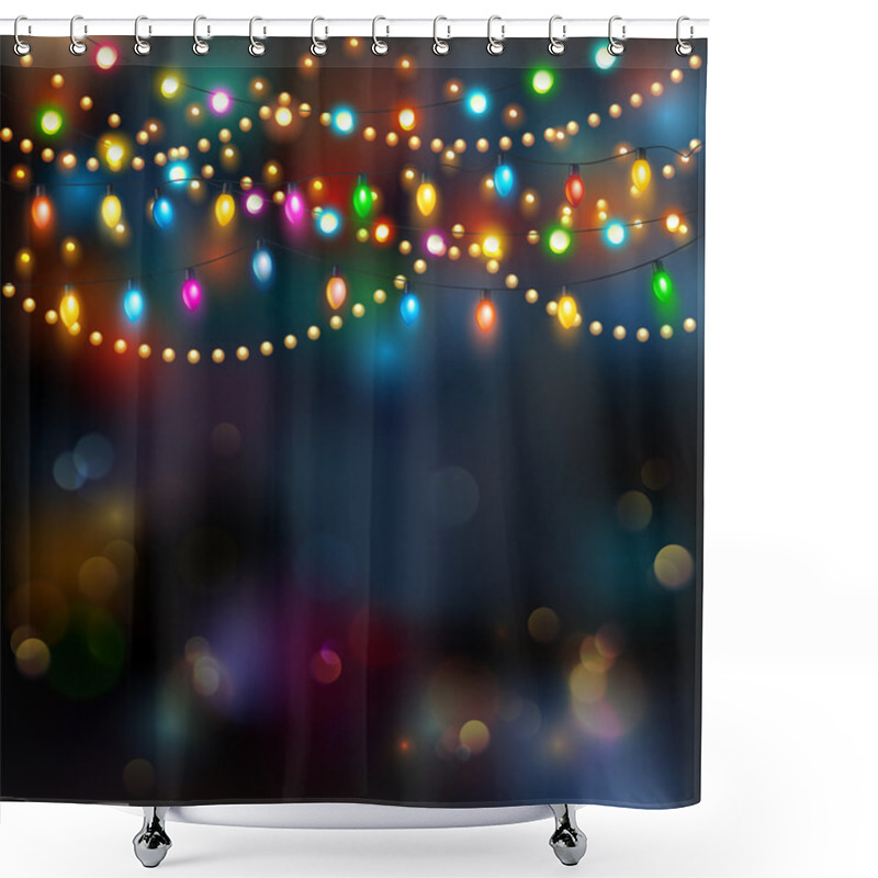 Personality  Christmas Lights Background Shower Curtains