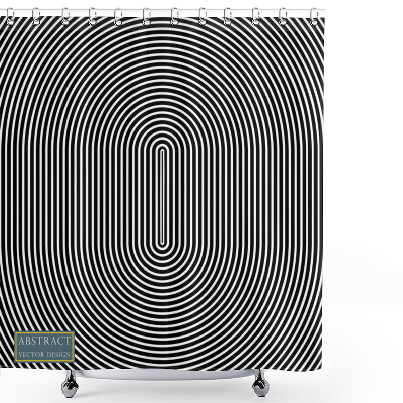 Personality  Vector Abstract Illustration Of Radiating, Concentric Oval Circles. Element Of The Template Overlay, Monochrome Style. Isolated Background. Shower Curtains