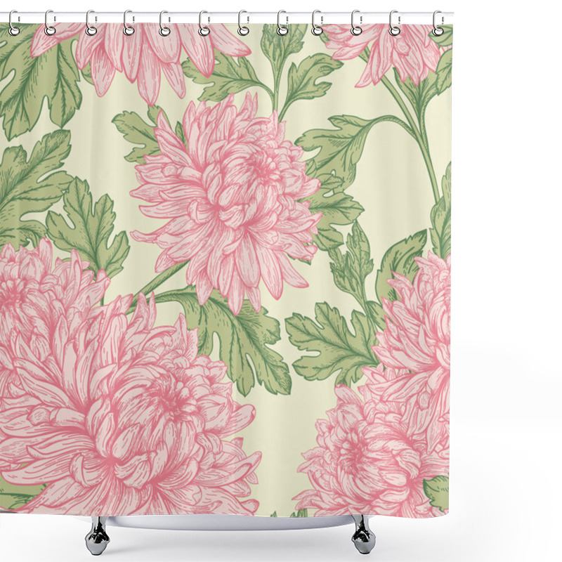 Personality  Pink Chrysanthemum Flowers Shower Curtains