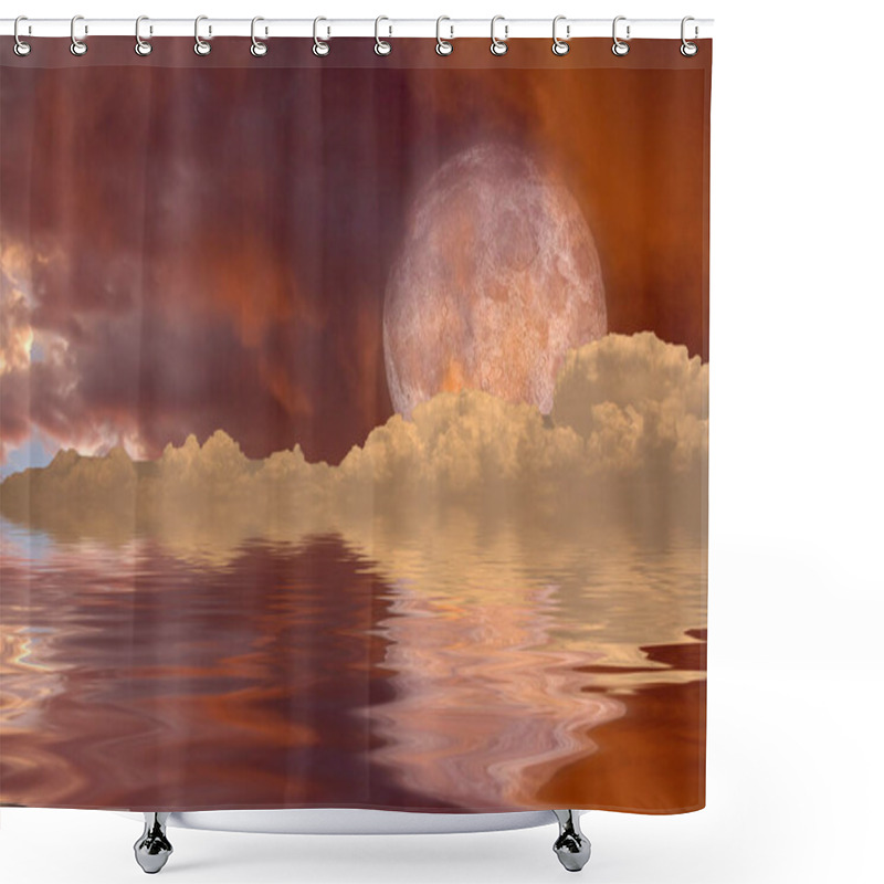 Personality  Red Moon Rising Shower Curtains