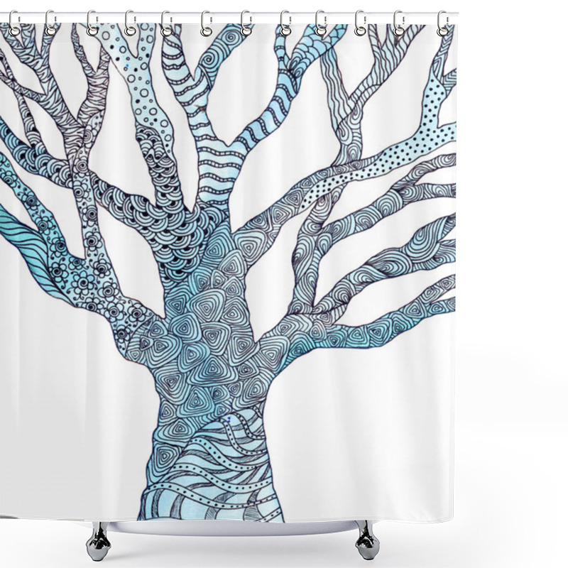 Personality  Tree With  Zentangle Pattern Shower Curtains