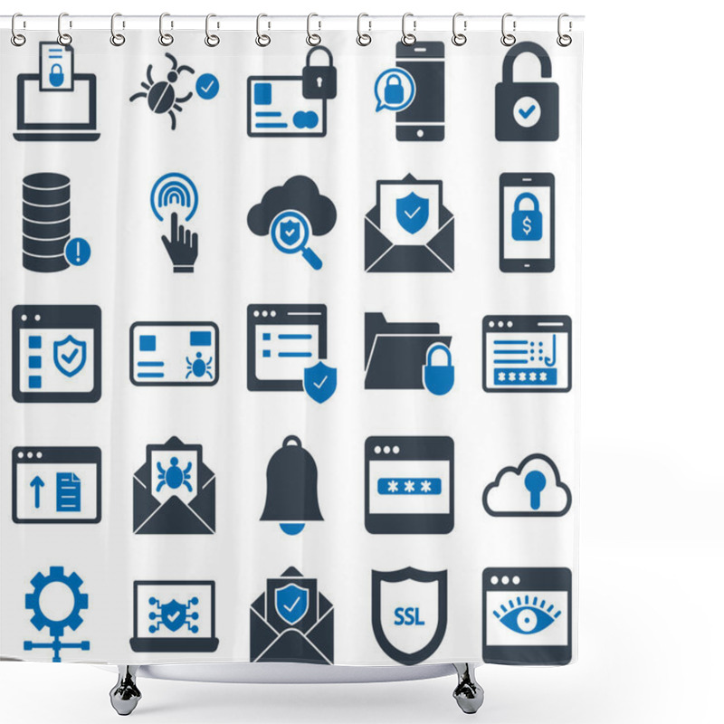 Personality  Cyber Security  Icon Which Can Be Easily Modified Or Edit Shower Curtains