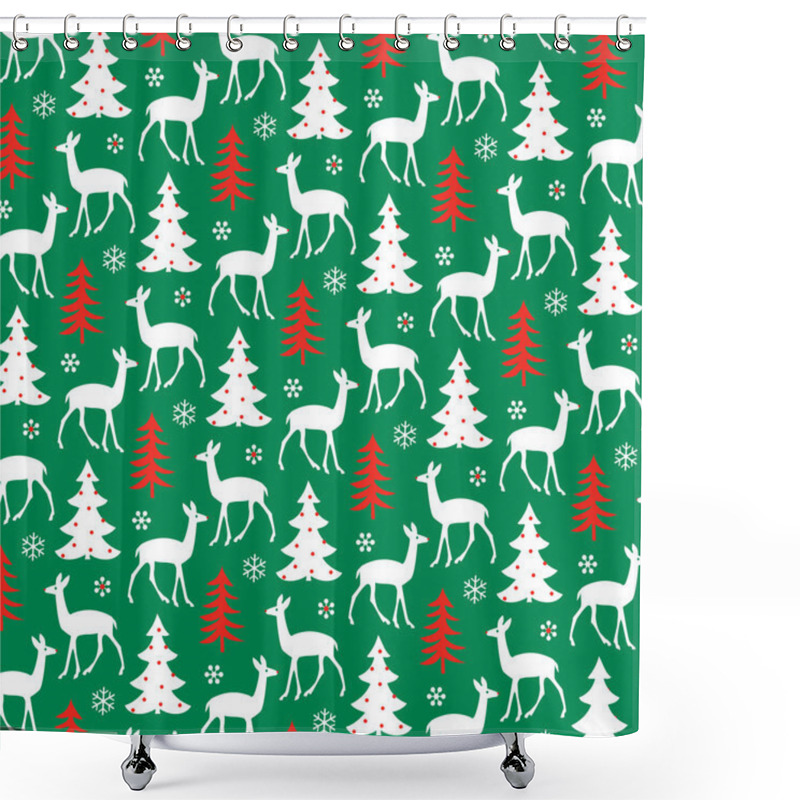 Personality  Embroidered Reindeer And Trees Pattern Shower Curtains