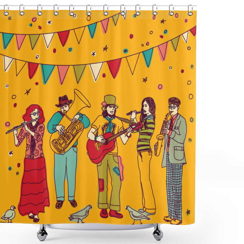 Personality  Musicians Group Of People Shower Curtains