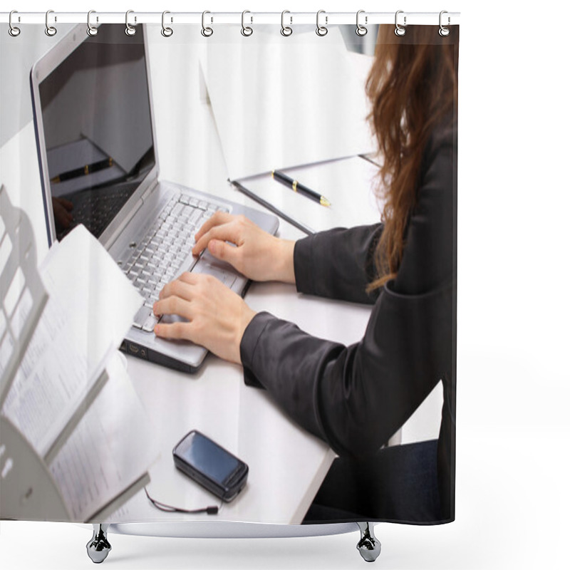 Personality  Female Hands Typing On A Keyboard And Holding Mouse Shower Curtains