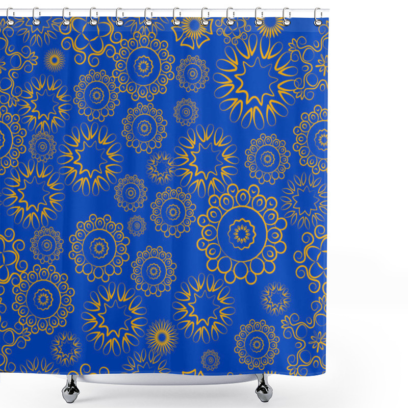 Personality  Lace Seamless Pattern Of Yellow Flowers Shower Curtains