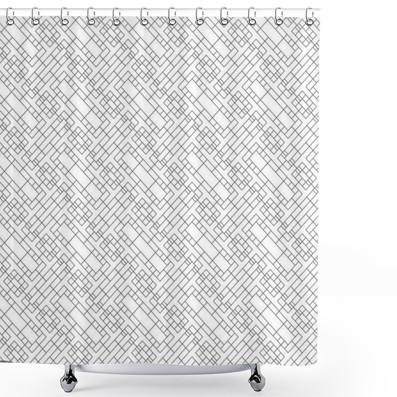 Personality  Seamless Pattern. Modern Simple Geometrical Texture With Regularly Repeating Diagonal Thin Lines, Rectangle Shapes, Bricks, Small Rhombuses. Outline. Contour. Vector Element Of Graphical Design Shower Curtains