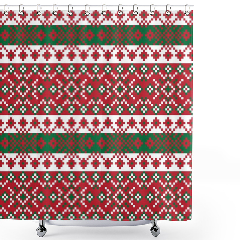 Personality  Snowflake Fair Isle Pattern Design For Fashion Textiles, Knitwear And Graphics Shower Curtains