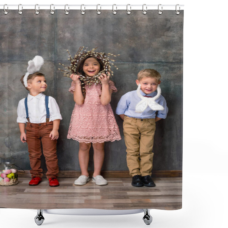 Personality  Kids In Bunny Ears Shower Curtains