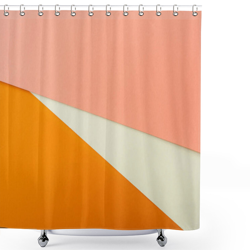 Personality  Abstract Geometric Background With White, Pink And Orange Bright Paper Shower Curtains