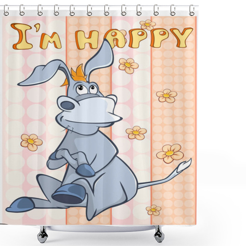 Personality  Illustration Of A Cute Cartoon Character Burro For You Design And Computer Game. Coloring Book Outline Set - Illustration Shower Curtains