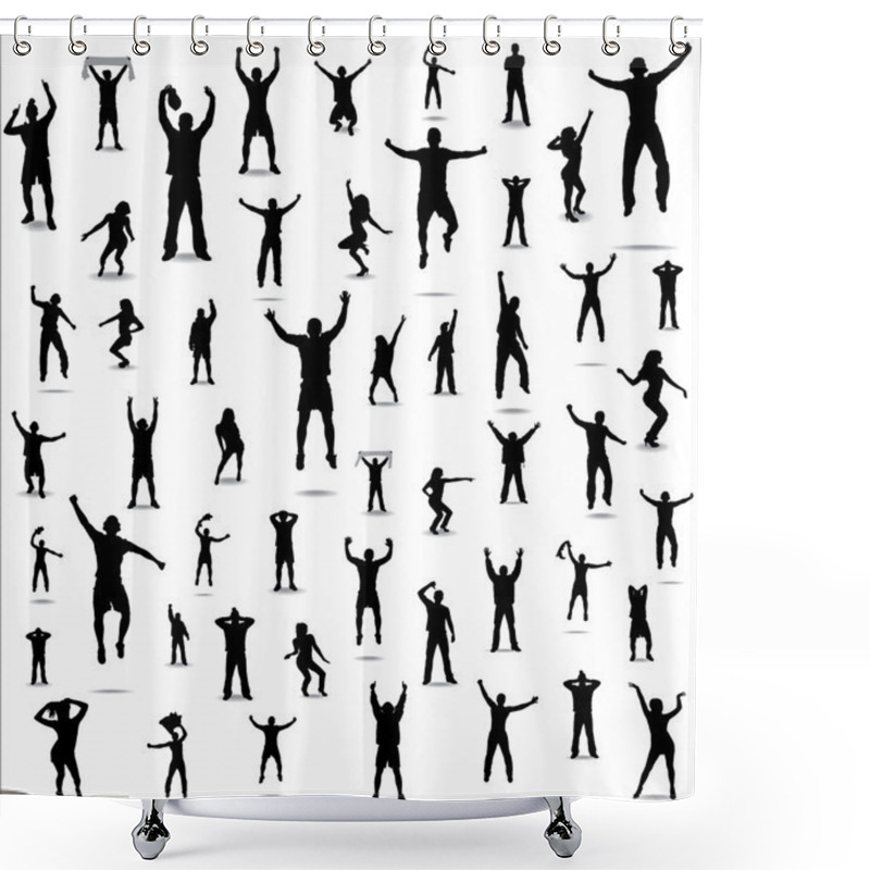 Personality  Set Of Poses From Fans For Sports Championships Shower Curtains