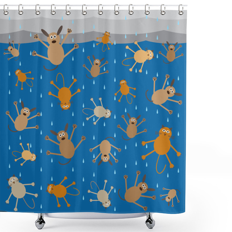 Personality  Raining Cats And Dogs Shower Curtains