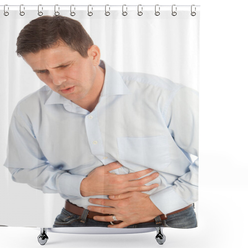 Personality  Man With Stomach Cramps Shower Curtains