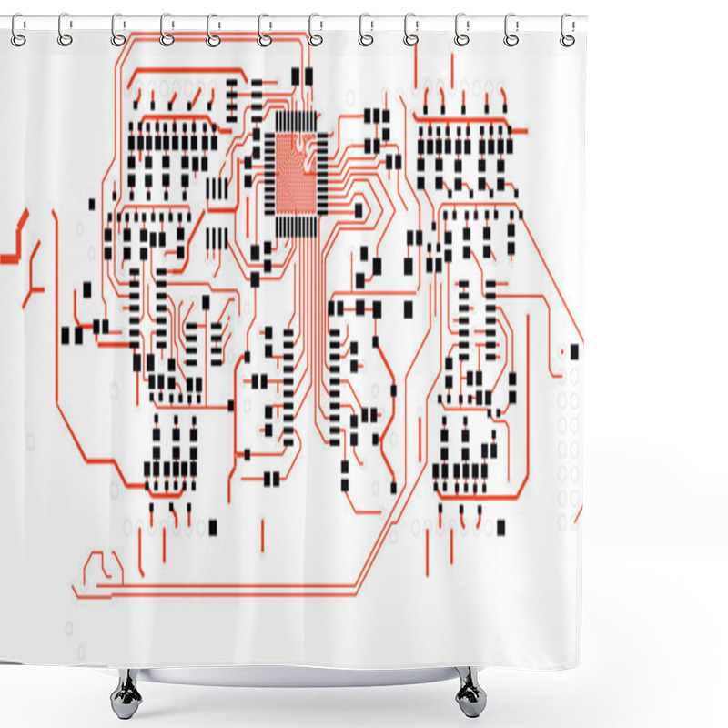 Personality  PCB Electric Scheme Shower Curtains