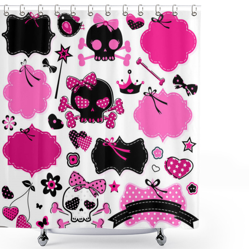 Personality  Girlish Cute Skulls And Frames Shower Curtains