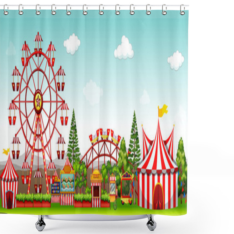 Personality  Amusement Park At Daytime Shower Curtains