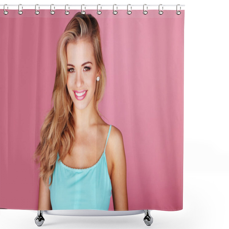 Personality  Beautiful Smile From Pretty Blonde Shower Curtains